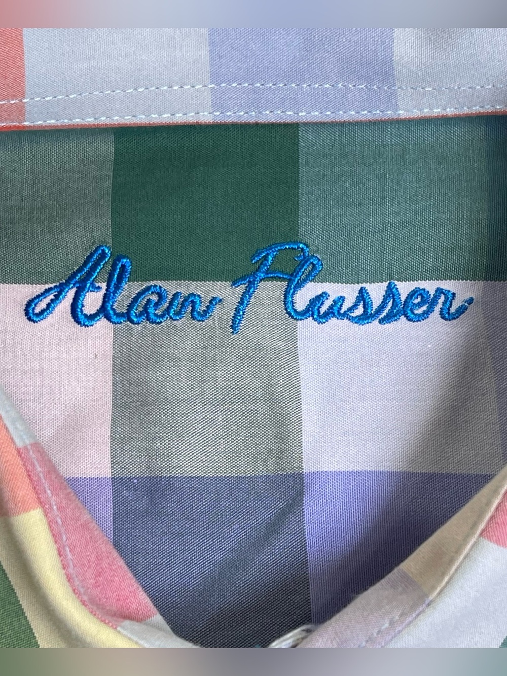 Alan Flusser Mens Medium Rainbow Plaid Long Sleeve Button Down Shirt 100% Cotton - Picture 4 of 9